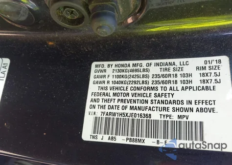 2018 Honda Cr-V Ex из США, поврежденный, VIN 7FARW1H5XJE016368